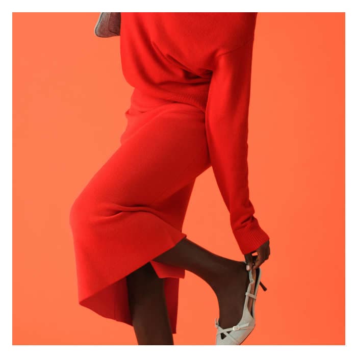 Aux Femmes Jupe pull fendue - Rouge Vif